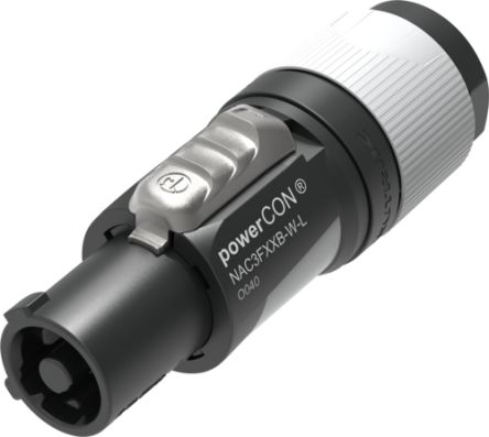 Neutrik, NAC3FXX IP20 Black Cable 2 + PE Industrial Power Socket, Rated At 20A, 127 VAC [NAC3FXXB-W-L-D]; 284-3421