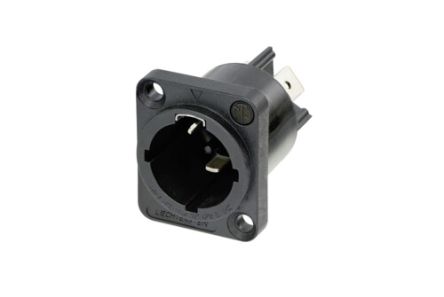 Neutrik, NAC3MPX IP65 Black Panel Mount 2 + PE Industrial Power Plug, Rated At 16A, 250 V ac [NAC3MPX-TOP]; 284-3430