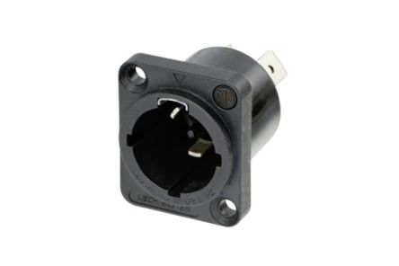 Neutrik, NAC3MPX IP65 Black Panel Mount 2 + PE Industrial Power Socket, Rated At 16A, 250 V ac [NAC3MPX-WOT-TOP]; 284-3432