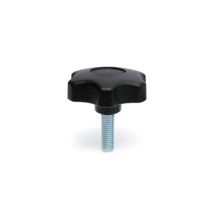 RS PRO Black Thermoplastic Multiple Lobes Clamping Knob, M6, Threaded Stud [0]; 284-5374
