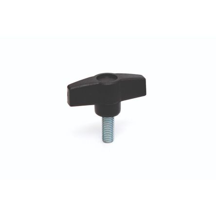 RS PRO Black Thermoplastic Wing Clamping Knob, M8 x 20, Threaded Mount [0]; 284-5505