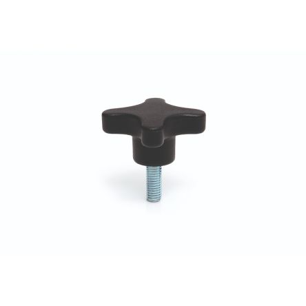 RS PRO Black Thermoplastic Clamping Knob, M6 x 30, Threaded Mount [0]; 284-5594