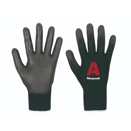 Honeywell Safety Vertigo Black Polyamide Work Gloves, Size 8, Polyurethane Coating [2132251-07]; 284-6307