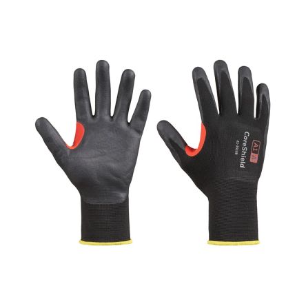 Honeywell Safety Polytril Air Comfort Black Cotton, Lycra, Polyamide Abrasion Resistant Work Gloves, Size 7, Nitrile [2232273-07]; 284-6309