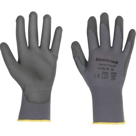 Honeywell Safety Grey Polyamide Work Gloves, Size 8, Polyurethane Coating [2400250-08]; 284-6316