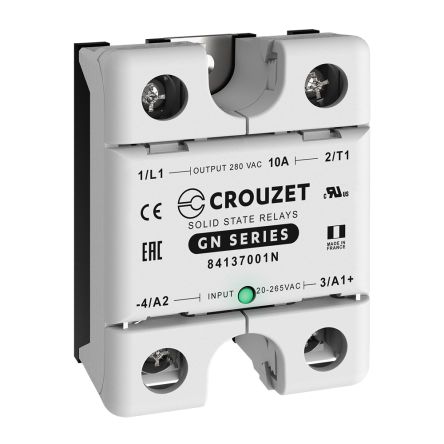 Crouzet GN Series Solid State Relay, 10 A Load, Panel Mount, 280 V ac Load, 265 V ac Control [84137001N]; 284-6743