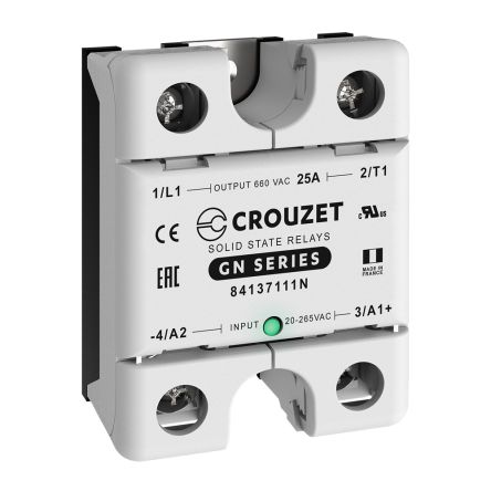 Crouzet GN Series Solid State Relay, 25 A Load, Panel Mount, 660 V ac Load, 265 V ac Control [84137111N]; 284-6744