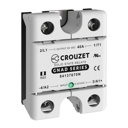 Crouzet GNAD Series Solid State Relay, 40 A Load, Panel Mount, 55 Vdc Load, 32 Vdc Control [84137670N]; 284-6749