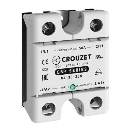 Crouzet GN+ Series Solid State Relay, 50 A Load, Panel Mount, 500 V ac Load, 260 V ac Control [84138123N]; 284-6754