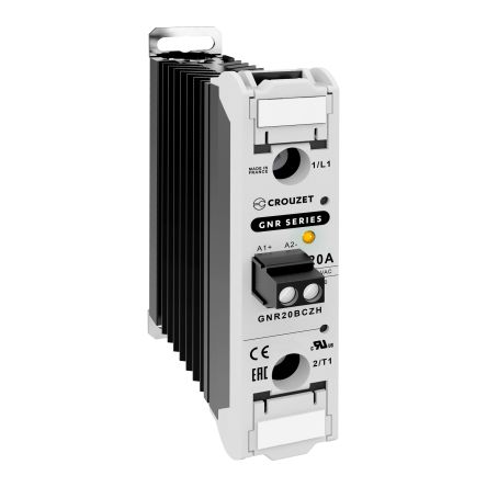 Crouzet GNR Series Solid State Relay, 20 A Load, DIN Rail Mount, 660 V ac Load, 140 V ac Control [GNR20BCZH]; 284-6760