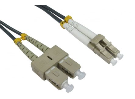 RS PRO LC to SC Duplex Multi Mode OM1 Fibre Optic Cable, 3mm, Grey, 2m [0]; 284-6829