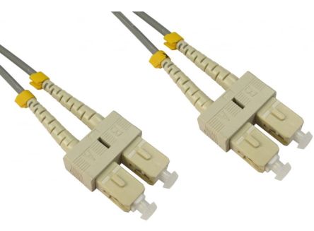RS PRO SC to SC Duplex Multi Mode OM1 Fibre Optic Cable, 3mm, Grey, 10m [0]; 284-6848