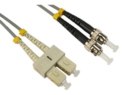 RS PRO ST to SC Duplex Multi Mode OM1 Fibre Optic Cable, 3mm, Grey, 2m [0]; 284-6852