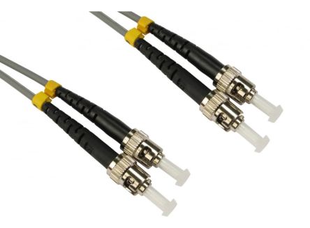 RS PRO ST to ST Duplex Multi Mode OM1 Fibre Optic Cable, 3mm, Grey, 5m [0]; 284-6863