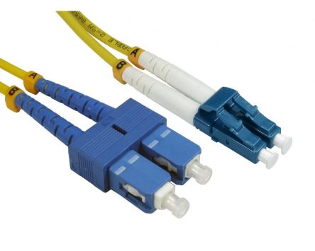 RS PRO LC to SC Duplex Single Mode OS2 Fibre Optic Cable, 3mm, Yellow, 3m [0]; 284-6927