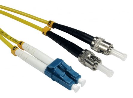 RS PRO LC to ST Duplex Single Mode OS2 Fibre Optic Cable, 3mm, Yellow, 2m [0]; 284-6932