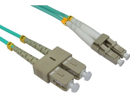 RS PRO LC to SC Duplex Multi Mode OM3 Fibre Optic Cable, 3mm, Light Blue, 10m [0]; 284-6952