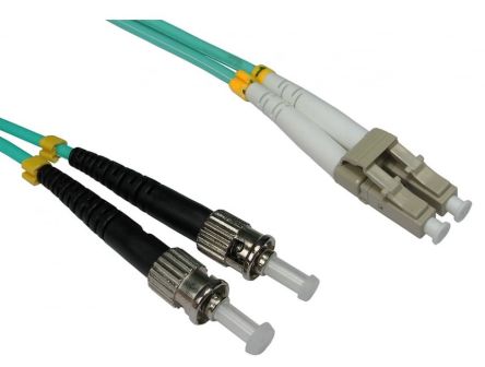RS PRO LC to ST Duplex Multi Mode OM3 Fibre Optic Cable, 3mm, Light Blue, 15m [0]; 284-6960