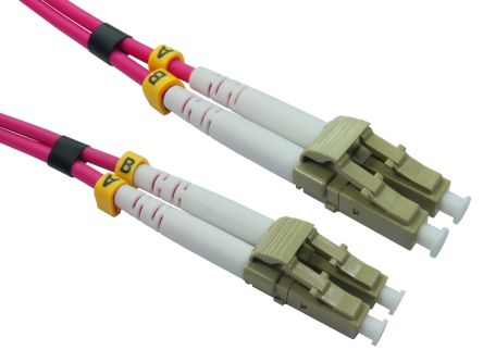 RS PRO LC to LC Duplex Multi Mode OM4 Fibre Optic Cable, 3mm, Light Blue, 3m [0]; 284-6989