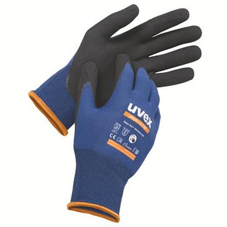 uvex athletic lite ESD Blue Carbon, Elastane, Polyamide Work Gloves, Size 11, NBR Coating [6003511]; 284-7259
