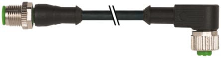 Murrelektronik Limited Straight Male 4 way M12 to Right Angle Female 4 way M12 Sensor Actuator Cable, 2m [7000-40121-6140200]; 284-7891