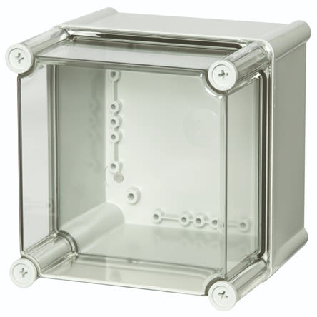 Fibox PC Series Grey Polycarbonate General Purpose Enclosure, IP65, IK08, Transparent Lid, 190 x 190 x 130mm [PC 1919 13 T-2FSH encl.]; 284-8131
