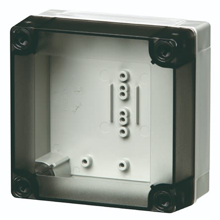Fibox PC Series Grey Polycarbonate General Purpose Enclosure, IP66, IP67, IK08, Transparent Lid, 100 x 100 x 50mm [PC 95/50 LT enclosure]; 284-8160