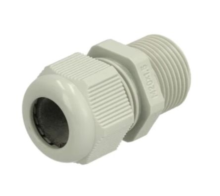Fibox GPA Series Light Grey Polyamide Cable Gland, M20 Thread, 8mm min., 13mm max., IP68 [GPA M20L]; 284-8533