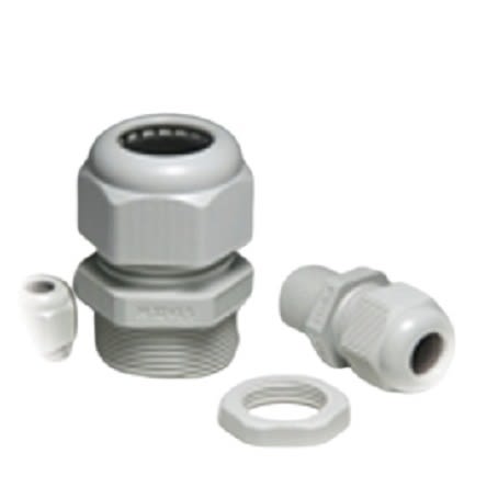 Fibox GPA Series Light Grey Polyamide Cable Gland, M25 Thread, 11mm min., 17mm max., IP68 [GPA M25]; 284-8562