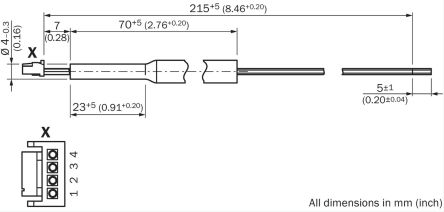 SICK, DOL Series Cable & Connector, 200mm Cable Length for Use with Sensors, 4mm Probe [DOL-0B04-G0M2XC1]; 284-9229