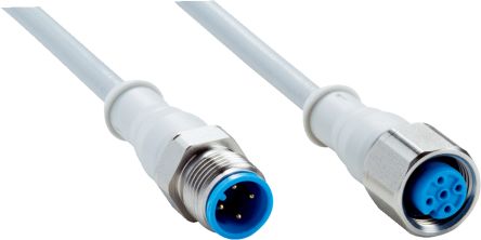 SICK Straight Female 4 way M12 to Straight Male 4 way M12 Connector & Cable, 2m [DSL-1204-G02MNI]; 285-1257