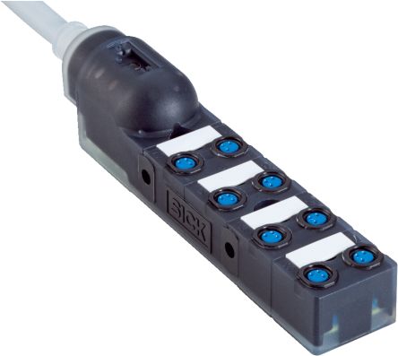 SICK Y8A38A2 Series Grey PUR Junction Box, 8 Terminals, 132 x 30 x 35mm [Y8A38A2-LXXXUCA050 / 2115729]; 285-1359