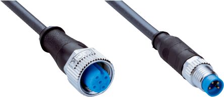 SICK Straight Female 4 way M12 to Straight Male 4 way M8 Connector & Cable, 5m [YF2A14-050UA3M8U14 / 2096113]; 285-1383
