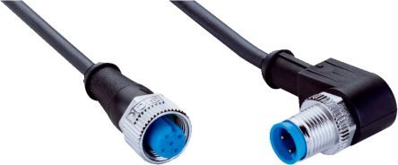 SICK Straight Female 4 way M12 to Right Angle Male 4 way M12 Connector & Cable, 15m [YF2A14-150UB3N2A14 / 2096115]; 285-1388