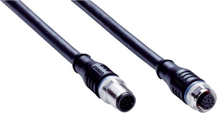 SICK Straight Female 12 way M12 to Straight Male 12 way M12 Connector & Cable, 2.5m [YF2A2B-025UD3M2A2B / 6056903]; 285-1431