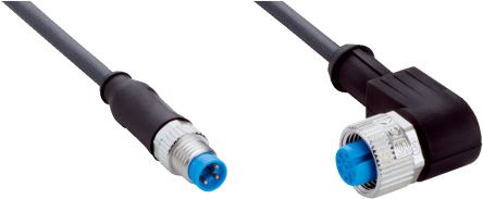 SICK Right Angle Female 3 way M12 to Straight Male 3 way M8 Connector & Cable, 1m [YG2A13-010UA1M8U13]; 285-1489