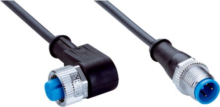 SICK Right Angle Female 4 way M12 to Straight Male 4 way M12 Connector & Cable, 1m [YG2A14-010S01M2A13]; 285-1494