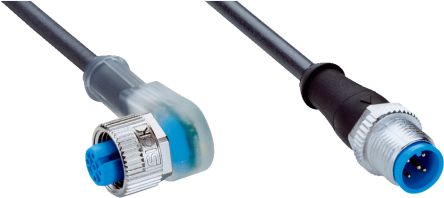 SICK Right Angle Female 5 way M12 to Straight Male 5 way M12 Connector & Cable, 2m [YI2A15-020UB5M2A15]; 285-1561