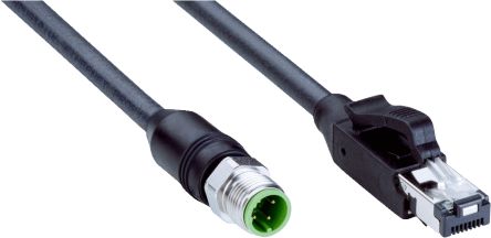 SICK Straight Male 4 way M12 to Straight Male 8 way RJ45 Connector & Cable, 10m [YM2D24-100PN4MRJA4]; 285-1596