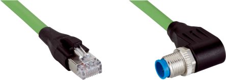 SICK Right Angle Male 8 way M12 to Straight Male 8 way RJ45 Connector & Cable, 5m [YN2X18-050EG1MRJA8]; 285-1618