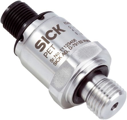 SICK PET Series Pressure Sensor, 0bar Min, 10bar Max, Gauge Reading [PET-1RB010G1NSAMA]; 285-2222