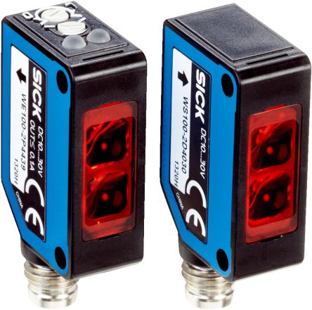 SICK Through Beam Photoelectric Sensor, Rectangular Sensor, 33 m Detection Range [WS/WE100-2N4439]; 285-2425