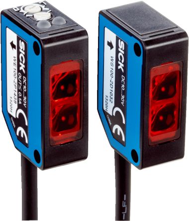 SICK Through Beam Photoelectric Sensor, Rectangular Sensor, 33 m Detection Range [WS/WE100-2P1409S06]; 285-2426