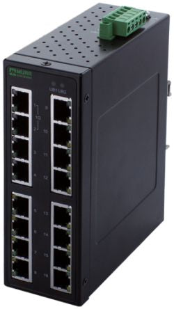 Murrelektronik Limited 58 Series DIN Rail Mount Network Hub, 16 RJ45 Ports, 1000Mbit/s Transmission, 9 → 48V dc [58174]; 285-5849