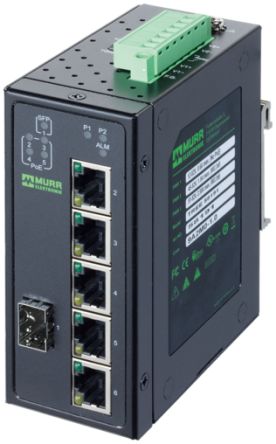 Murrelektronik Limited 58 Series DIN Rail Mount Network Hub, 6 RJ45 Ports, 1000Mbit/s Transmission, 48V [58191]; 285-5853