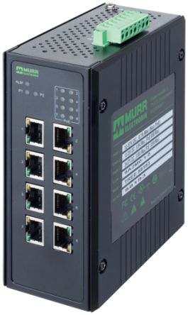 Murrelektronik Limited 58 Series DIN Rail Mount Network Hub, 8 RJ45 Ports, 1000Mbit/s Transmission, 24V dc [58193]; 285-5855