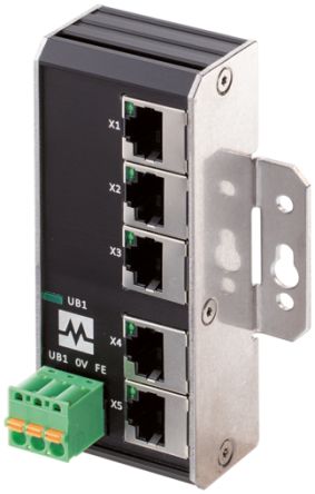 Murrelektronik Limited 58 Series Screw Mount Network Hub, 5 RJ45 Ports, 100Mbit/s Transmission, 9 → 36V dc [58901]; 285-5858