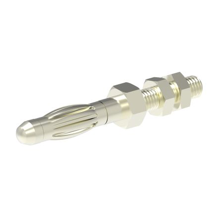 Electro PJP Silver Male Banana Plug, 4 mm Connector, M3 Thread Termination, 30/60V ac/dc, Nickel Plating [1052-12]; 285-5927