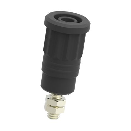 Electro PJP Black Female Banana Socket, 4 mm Connector, Press Fit Termination, 36A, 1kV, Nickel Plating [3285-N]; 285-5968