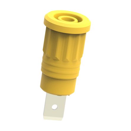 Electro PJP Yellow Female Banana Socket, 4 mm Connector, Press Fit Termination, 36A, 1kV, Nickel Plating [3286-J]; 285-5970
